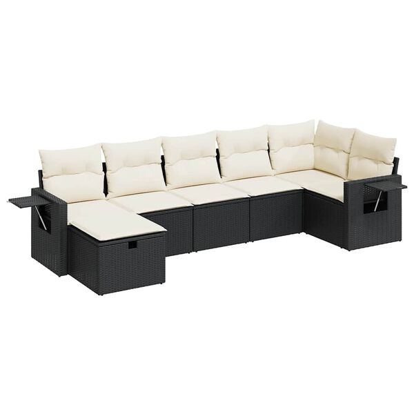 vidaXL Set Divani da Giardino con Cuscini 7pz Nero Polyrattan