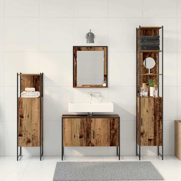 vidaXL Set di mobili per il bagno 4 pcs Marrone Legno multistrato
