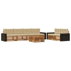 vidaXL Set di divani da esterno 7 pz Naturale e Beige Poliestere