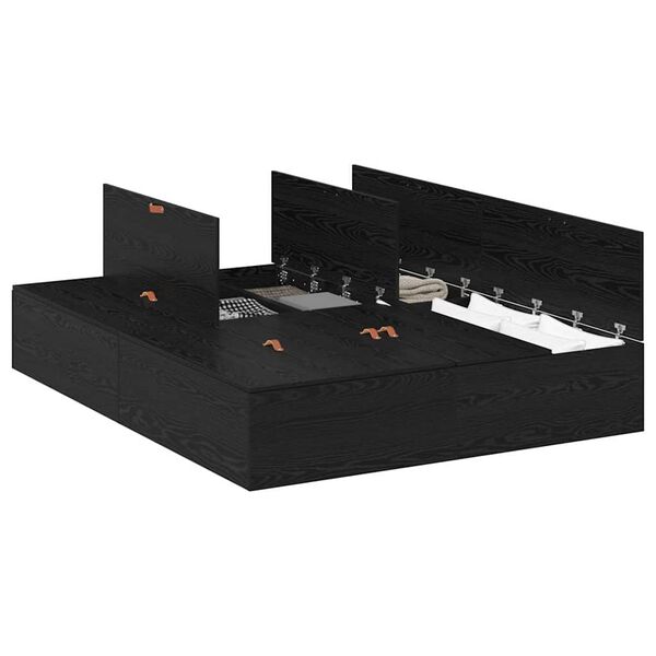 vidaXL Struttura del letto Rovere nero 140 x 200 cm Legno multistrato