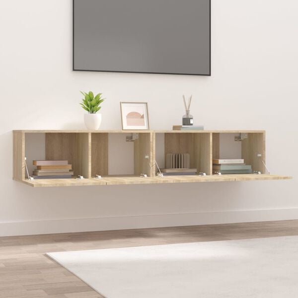 vidaXL Mobili TV 2 pz Rovere Sonoma 80x30x30 cm in Legno Multistrato