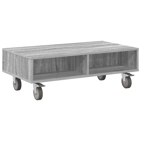 vidaXL Tavolino con Ruote Grigio Sonoma 90 x 50 x 30 cm