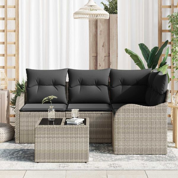 vidaXL Set Divano da Giardino 5 pcs Grigio polyrattan