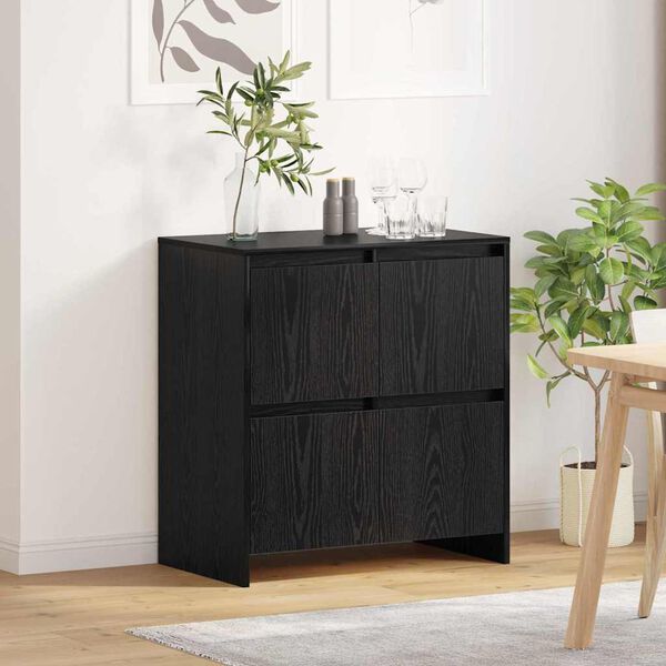 vidaXL Credenza Rovere Nero 70 x 41 x 75 cm Legno multistrato
