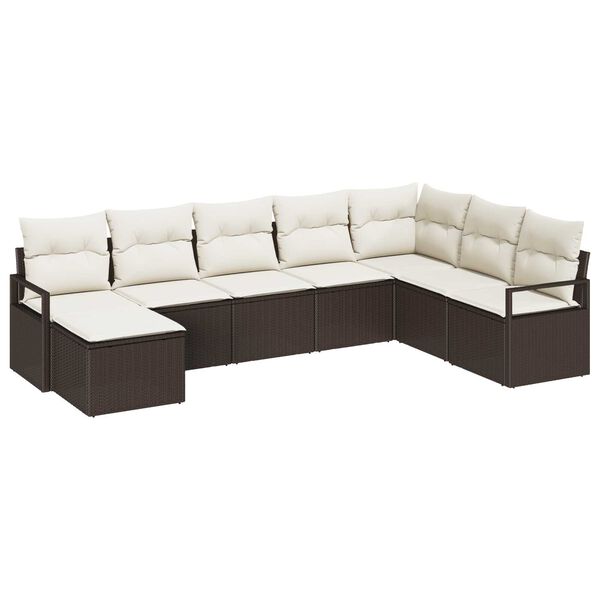 vidaXL Set di divani con cuscino 8 pcs Marrone e Crema polyrattan
