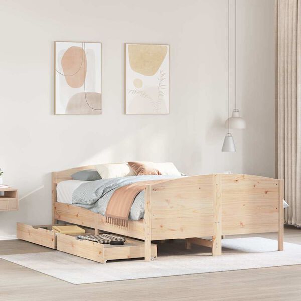 vidaXL Letto senza Materasso 135x190 cm in Legno Massello di Pino