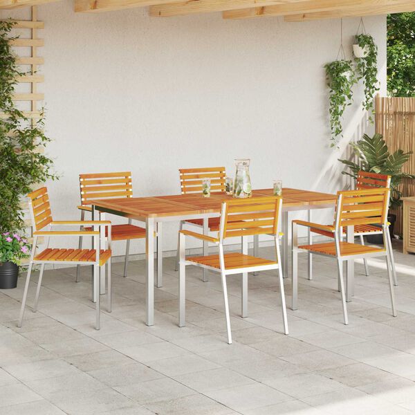 vidaXL Sedia da Giardino 6 pcs Olio Naturale Legno di Acacia Massello