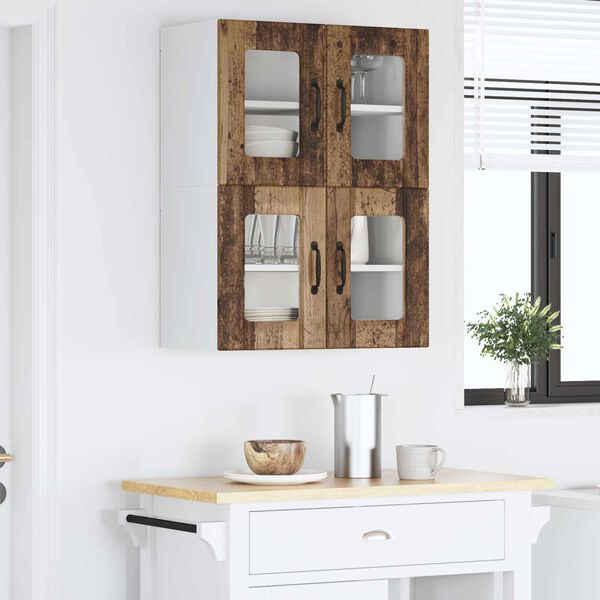 vidaXL Mobile da cucina con porta 2 pcs Legno vecchio 60 x 31 x 40 cm