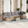 vidaXL Set Divani da Giardino 7 pz con Cuscini Beige in Polyrattan
