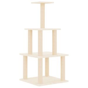 vidaXL Albero per Gatti con Tiragraffi in Sisal Crema 111 cm