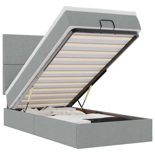 vidaXL Pouf Letto con Materasso Grigio Chiaro 90x200 cm in Tessuto