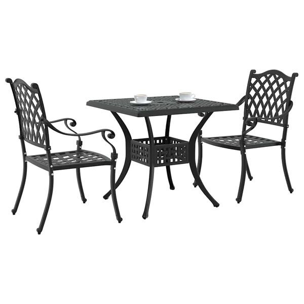 vidaXL Set di Tavolo da Giardino 3 pcs Nero Alluminio pressofuso