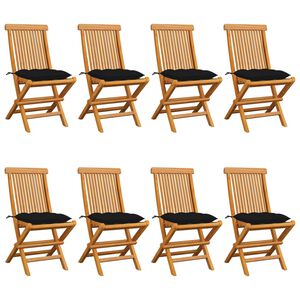 vidaXL Sedie Pieghevoli con Cuscini Neri 8 pz in Massello di Teak