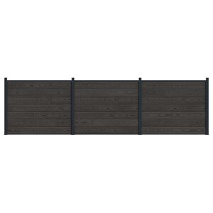 vidaXL Pannello di Recinzione 3 pcs WPC e Alluminio Nero
