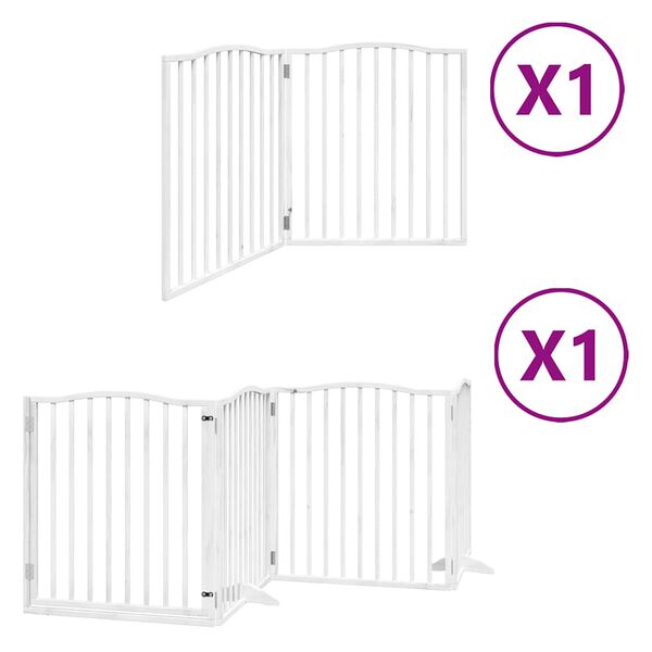 vidaXL Cancello Cani Porta Pieghevole Bianco 6 Pannelli 480 cm Pioppo