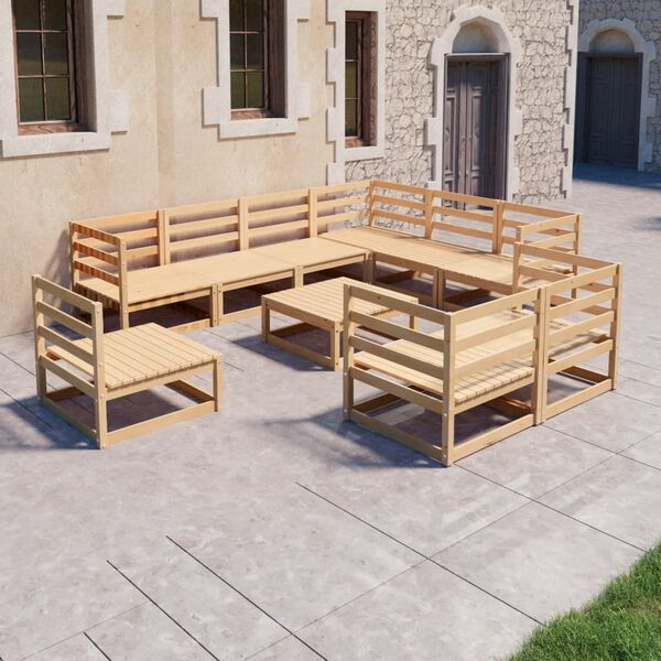 vidaXL Set Divani da Giardino 10 pz in Legno Massello di Pino