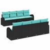vidaXL Set di divani 9 pz 8-Numero di posti Nero e Turchese polyrattan