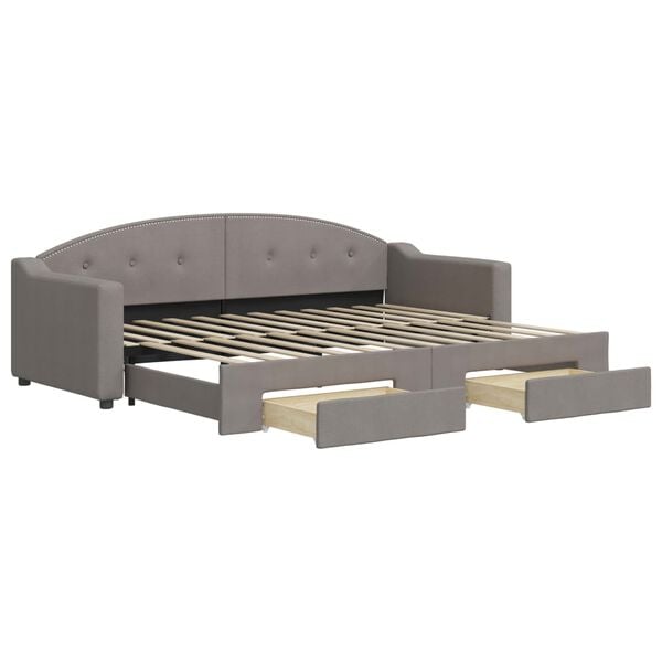 vidaXL Divano Letto Estraibile con Cassetti Tortora 80x200 cm Tessuto