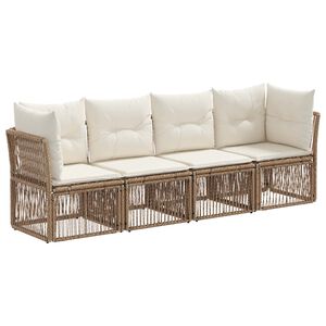vidaXL Set Divano da Giardino 4 pz Beige polyrattan