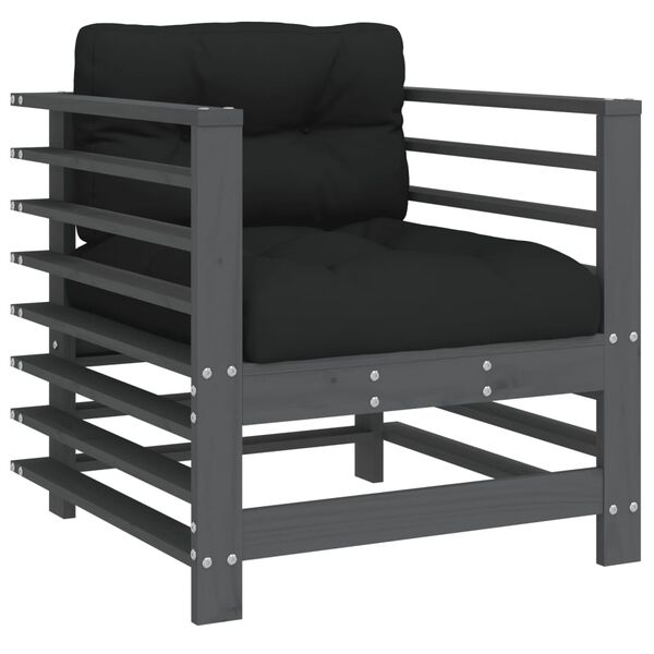 vidaXL Sedie da Giardino con Cuscini 2pz Legno Massello di Pino Grigio