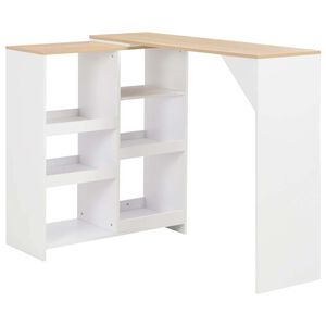 vidaXL Tavolo da Bar con Scaffale Mobile Bianco 138x39x110 cm