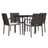 vidaXL Set Pranzo da Giardino 5pz con Cuscini in Polyrattan e Acciaio