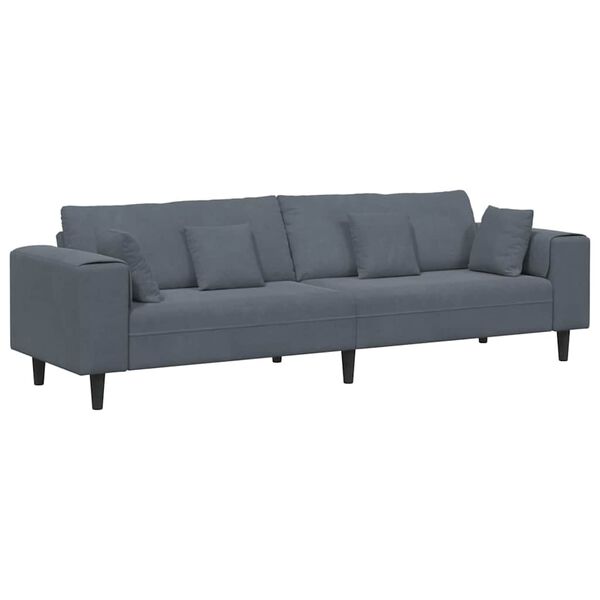 vidaXL Divano con cuscino Grigio scuro 250 x 77 x 76 cm Velluto