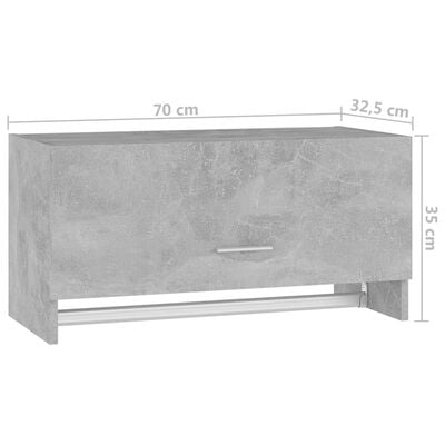 vidaXL Armadio Grigio Cemento 70x32,5x35 cm in Legno Multistrato