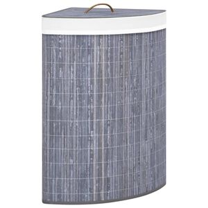 vidaXL Cesto Portabiancheria Angolare in Bamb&ugrave; Grigio 60 L