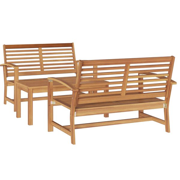 vidaXL Set Divano da Giardino 3 pcs Naturale Legno di teak solido