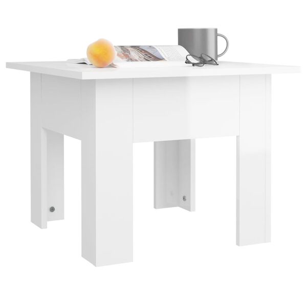 vidaXL Tavolino da Salotto Bianco Lucido 55x55x42 cm Legno Multistrato