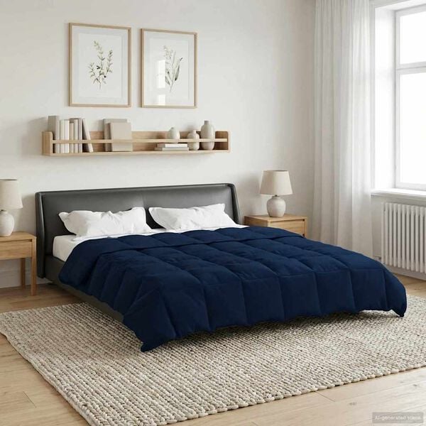 vidaXL Piumone Completo Annuale Blu Scuro 220 x 240 cm Microfibra