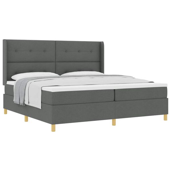 vidaXL Letto a molle con materasso Grigio scuro 200 x 200 cm Tessuto
