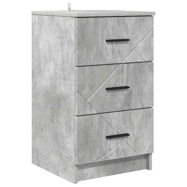 vidaXL Armadio da Notte con cassetto Grigio cemento 38 x 38 x 66 cm