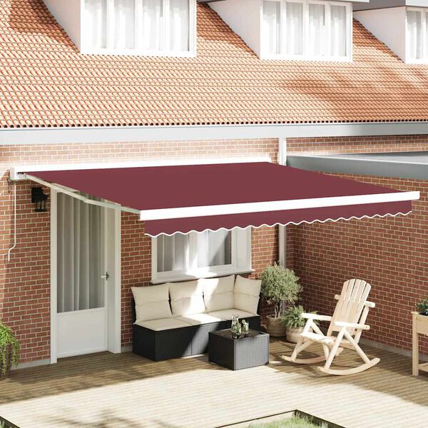 vidaXL Tenda da Sole Retrattile Automatica Bordò 400x300 cm