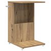 vidaXL Tavolo laterale con ruota Rovere artigianale 40 x 35 x 60 cm
