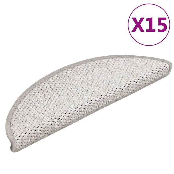 vidaXL Tappeti Adesivi Scale Aspetto Sisal 15 pz 56x17x3 cm Platino