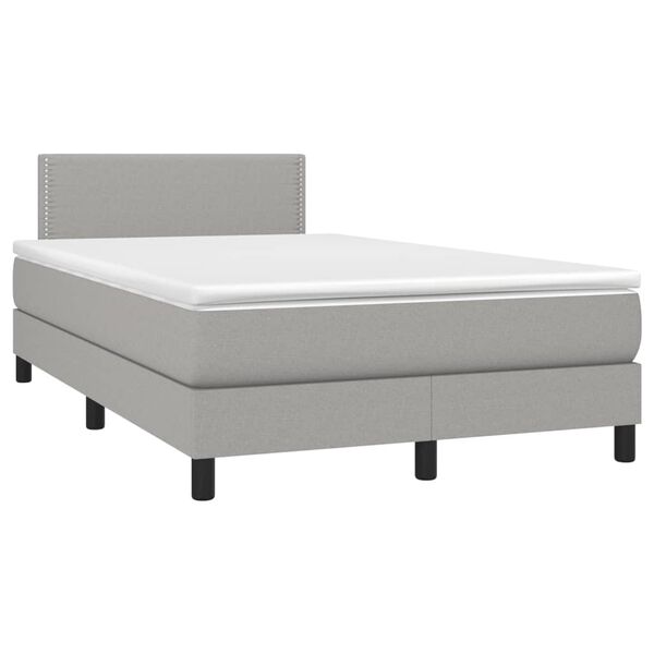 vidaXL Letto a Molle Materasso e LED Grigio Chiaro 120x190 cm Tessuto