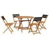 vidaXL Set Pranzo da Giardino 5 pz Nero Polipropilene e Legno Massello