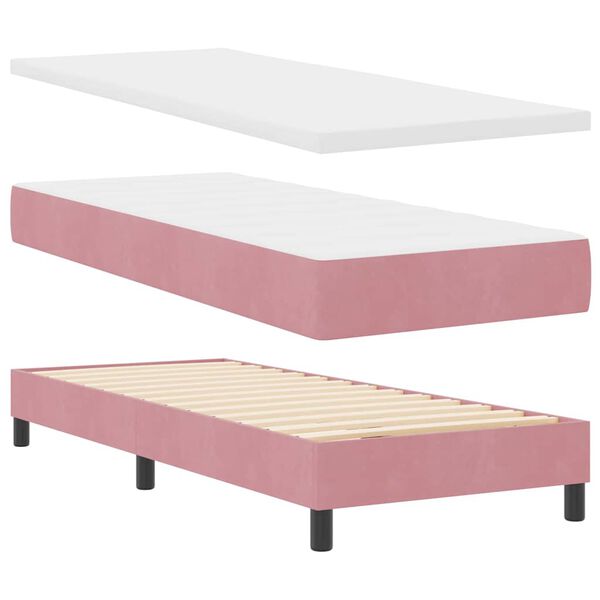 vidaXL Letto a molle con materasso Rosa 80 x 200 cm Velluto