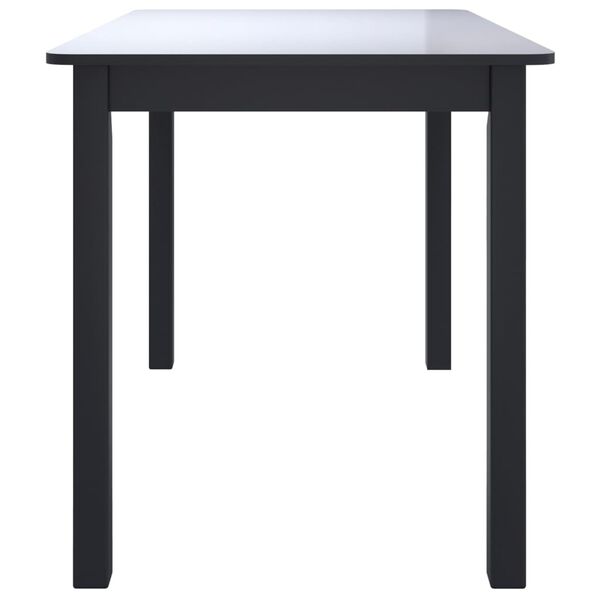 vidaXL Tavolo da Pranzo Nero 114x71x75cm in Legno Massello di Hevea