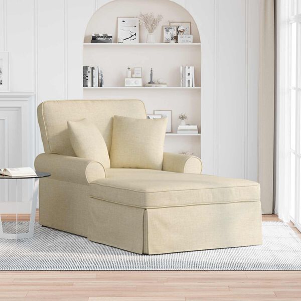 vidaXL Chaise Longe con Gonna Crema 91 x 157 x 91 cm Tessuto