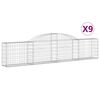 vidaXL Cesti Gabbioni ad Arco 9 pz 300x30x60/80 cm Ferro Zincato