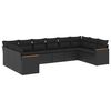 vidaXL Set Divani da Giardino 10pz con Cuscini in Polyrattan Nero