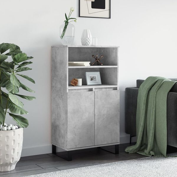 vidaXL Credenza Grigio Cemento 60x36x110 cm in Legno Multistrato