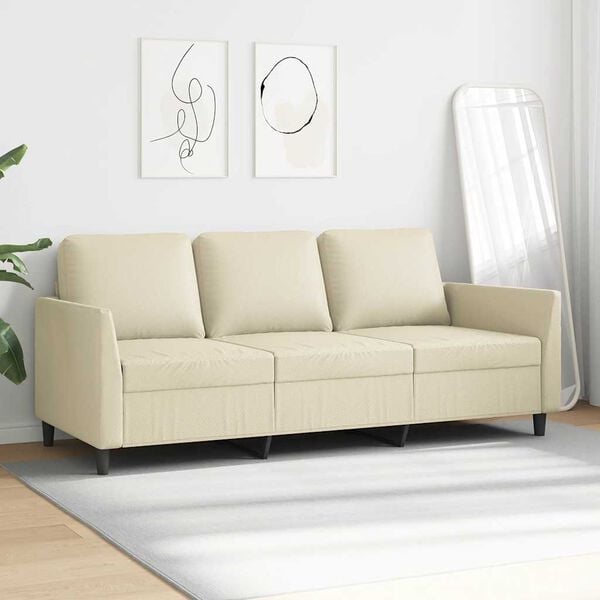 vidaXL Divano a 3 Posti Crema 180 cm in Similpelle