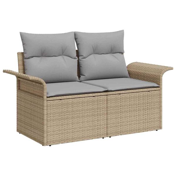vidaXL Set Divano da Giardino 7 pcs Beige e Grigio Chiaro polyrattan