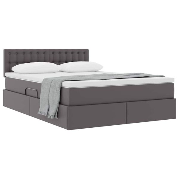 vidaXL Letto con Contenitore Grigio 140 x 200 cm Pelle Sintetica