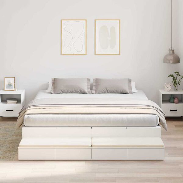vidaXL Struttura letto con contenitore Bianco 180 cm Legno multistrato
