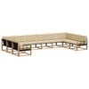 vidaXL Set di divani da esterno con cuscino 10 pcs Bianco e Beige